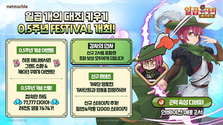 넷마블 ‘일곱 개의 대죄 키우기’ 0.5주년 기념 신규 콘텐츠 업데이트 실시