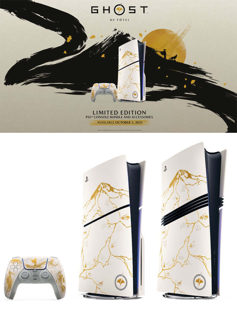 PS5 콘솔 - 고스트 오브 요테이 골드 리미티드 에디션 최초 공개