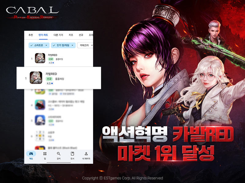 신작 MMORPG ‘카발RED’, 마켓 1위 달성…초반 흥행 성공