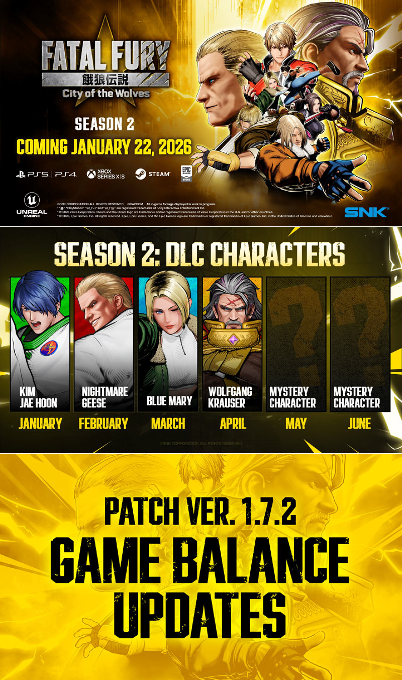 SNK ‘아랑전설 시티 오브 더 울브스’ 시즌 2, 1월 22일 개막!