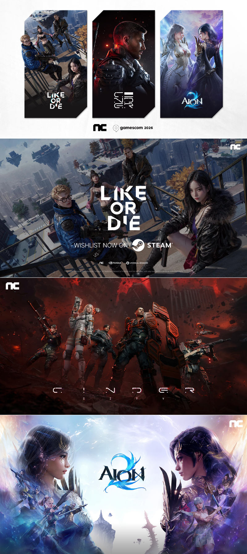 엔씨, 게임스컴 ONL서 ‘아이온2’, ‘신더시티’, ‘Like or Die’ 공개